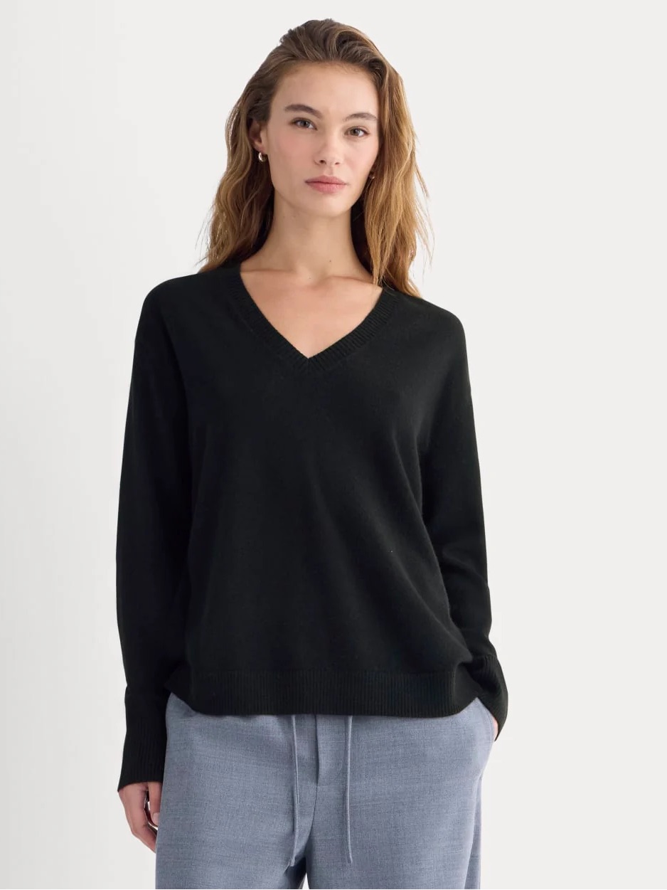 Everlane Black V-Neck Women's Sweater